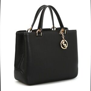 MICHAEL Michael Kors Black Satchel with Gold Accents Anabelle